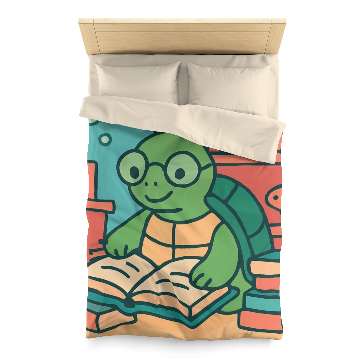 Underwater Library With Bookish Turtle designer printed duvets
