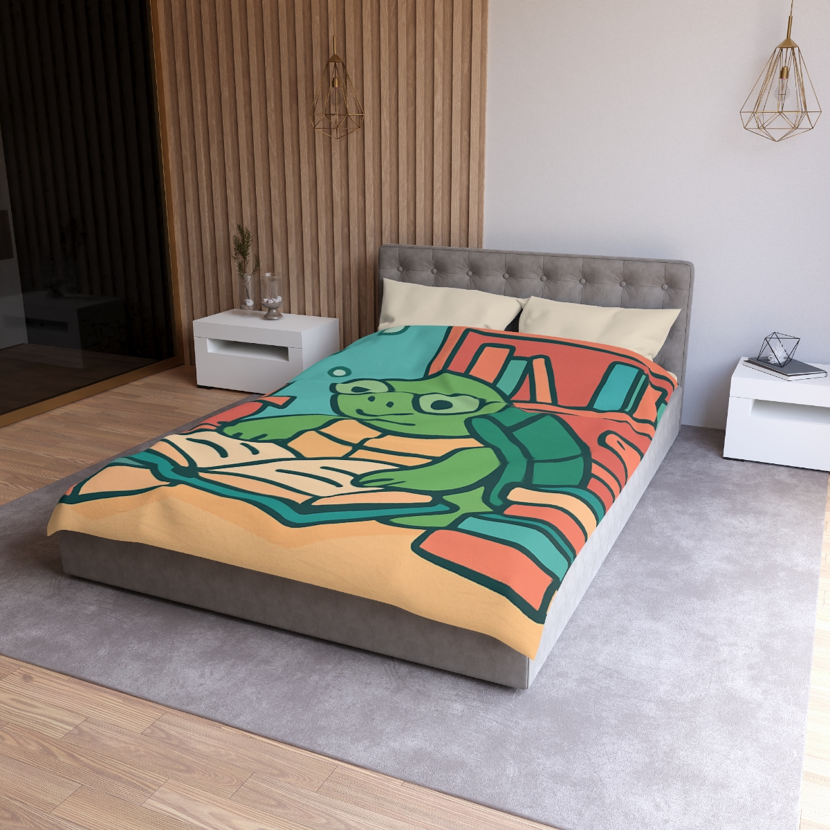 Underwater Library With Bookish Turtle designer printed duvets