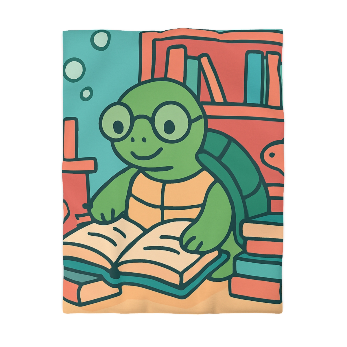 Underwater Library With Bookish Turtle designer printed duvets