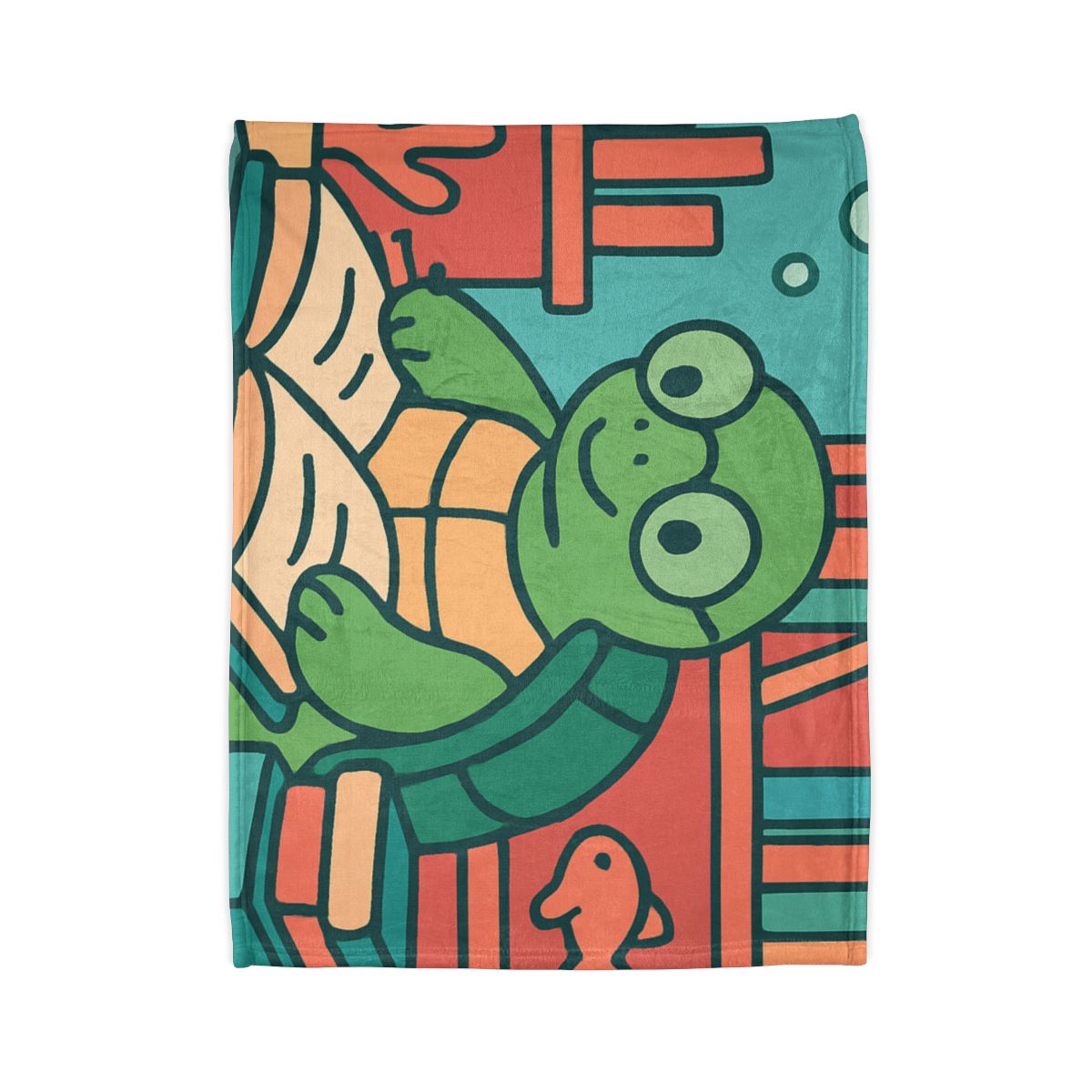 Underwater Library With Bookish Turtle designer printed blankets