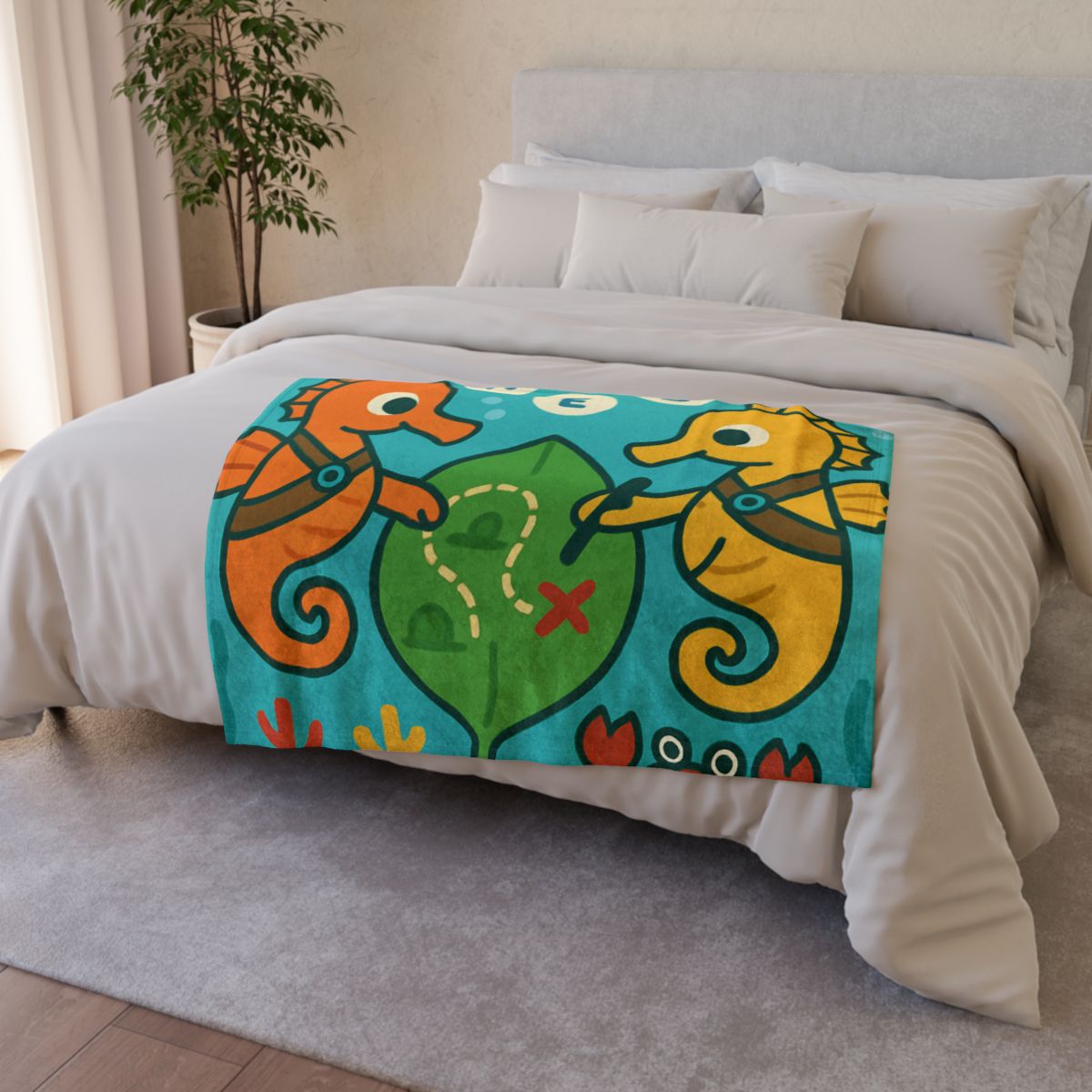 Underwater Map Makers The Seahorse Scouts decorative home blankets