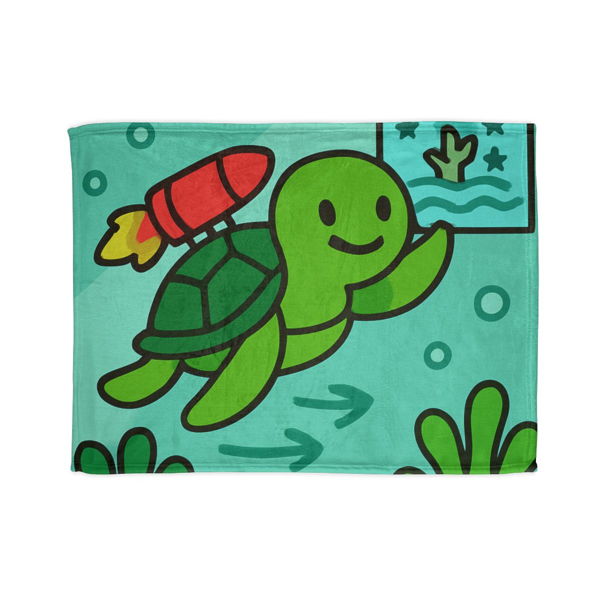 Underwater Rocket Turtle soft fleece blankets