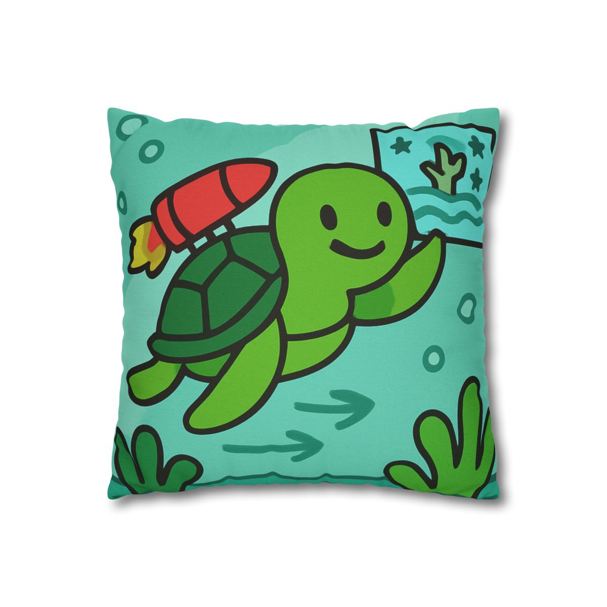 Underwater Rocket Turtle designer print pillow cases