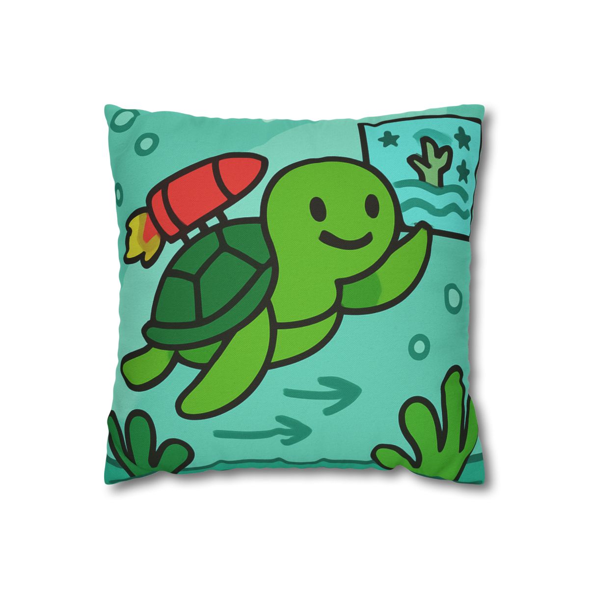 Underwater Rocket Turtle designer print pillow cases