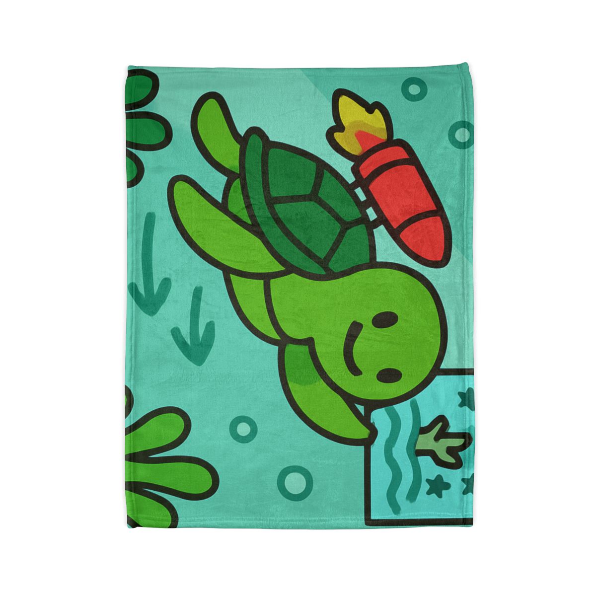 Underwater Rocket Turtle soft fleece blankets