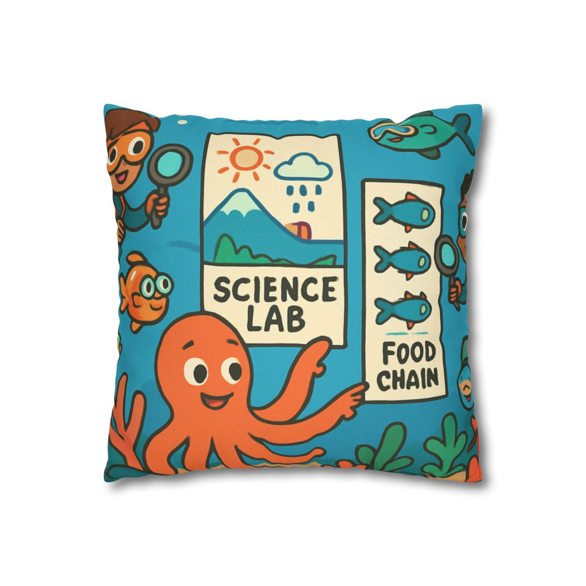 Underwater Science Lab Reef custom pillow cases
