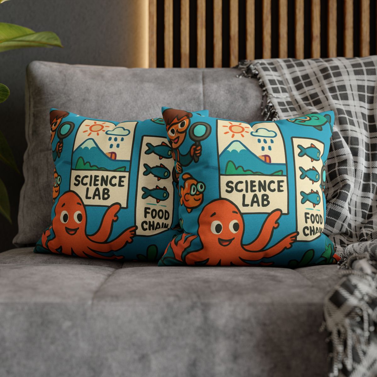 Underwater Science Lab Reef custom pillow cases