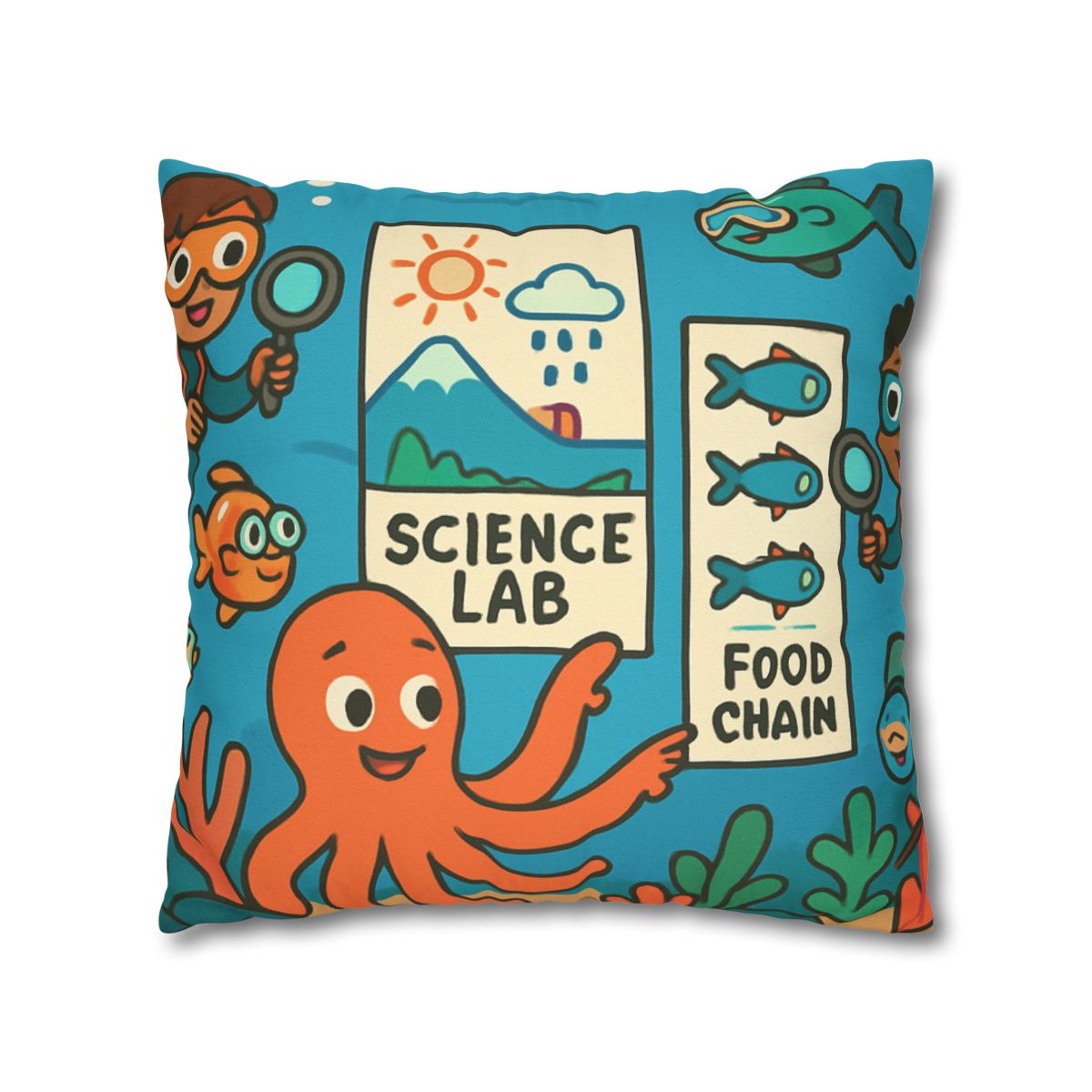 Underwater Science Lab Reef custom pillow cases