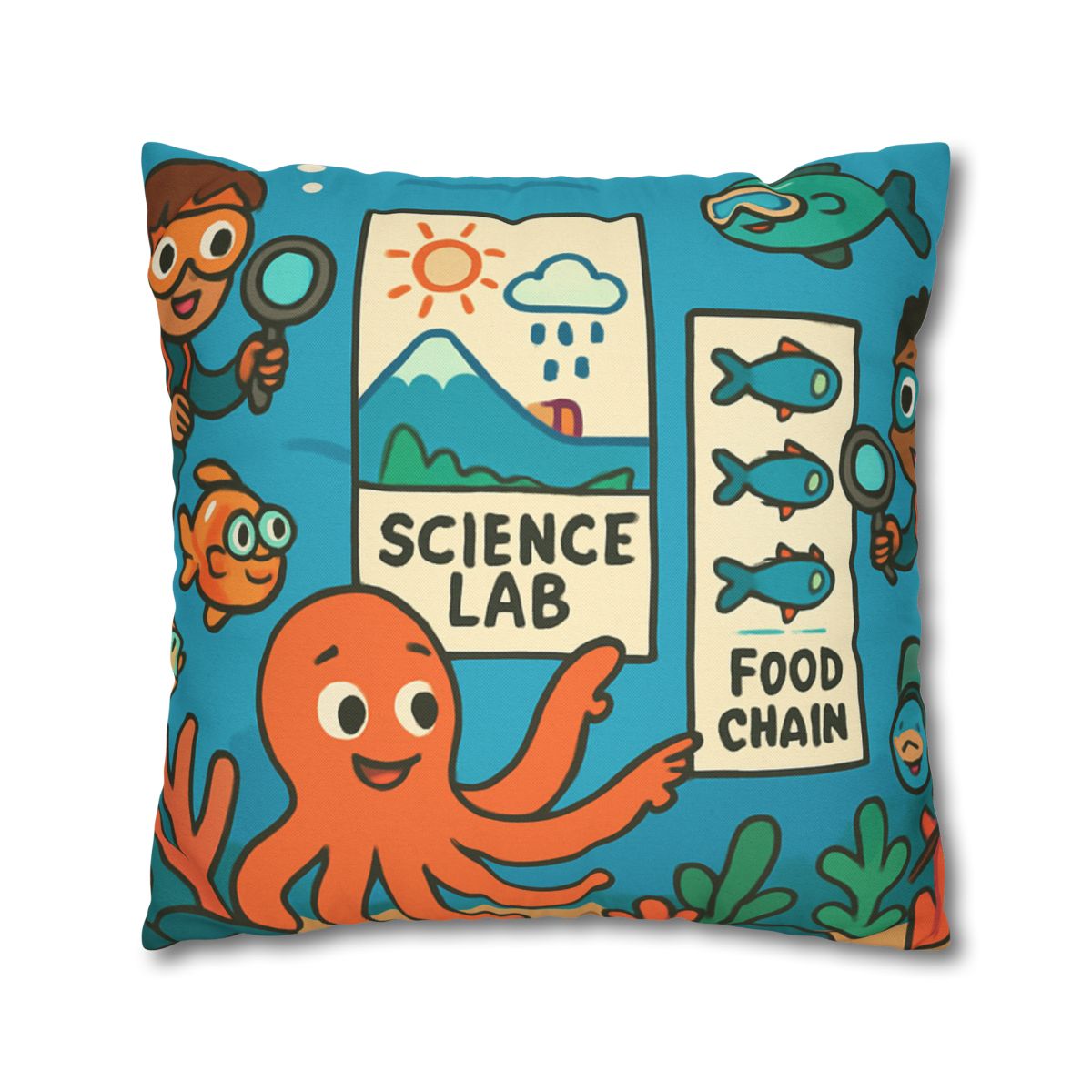 Underwater Science Lab Reef custom pillow cases