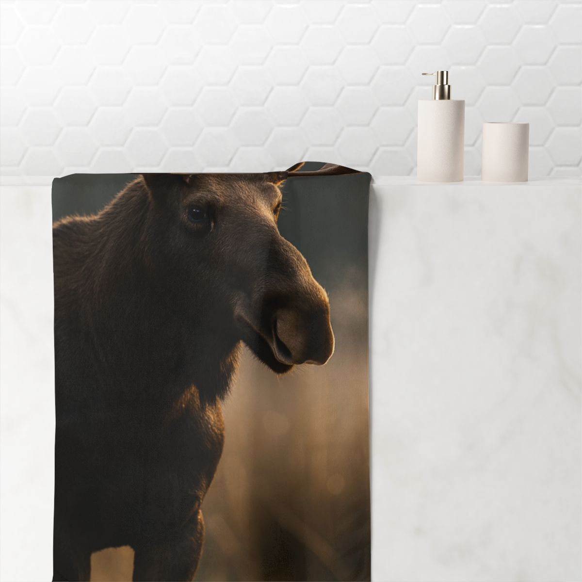 Velvet Antler Dawn Moose trendy hand towels