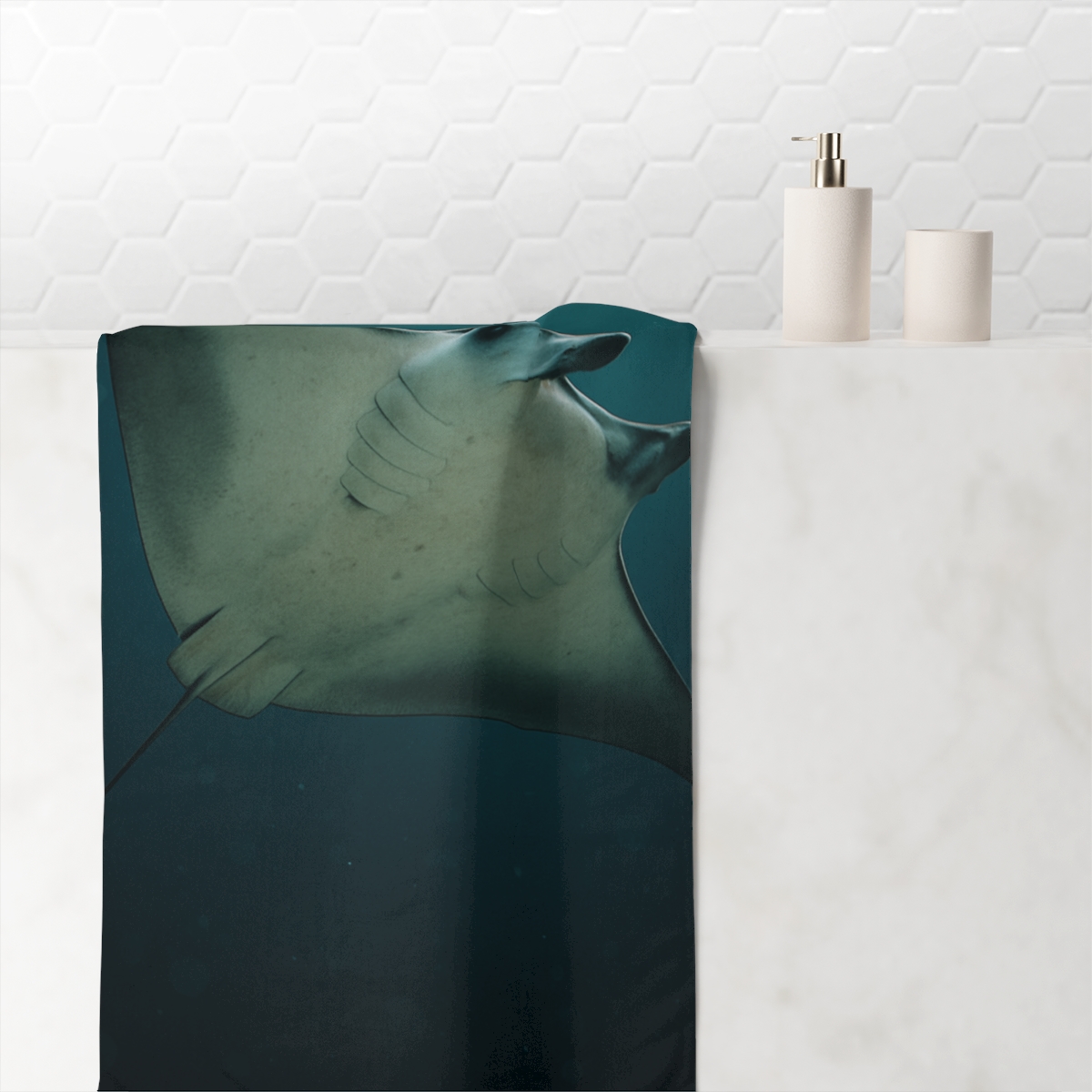 Velvet Drift Manta Ray personalized bath towels