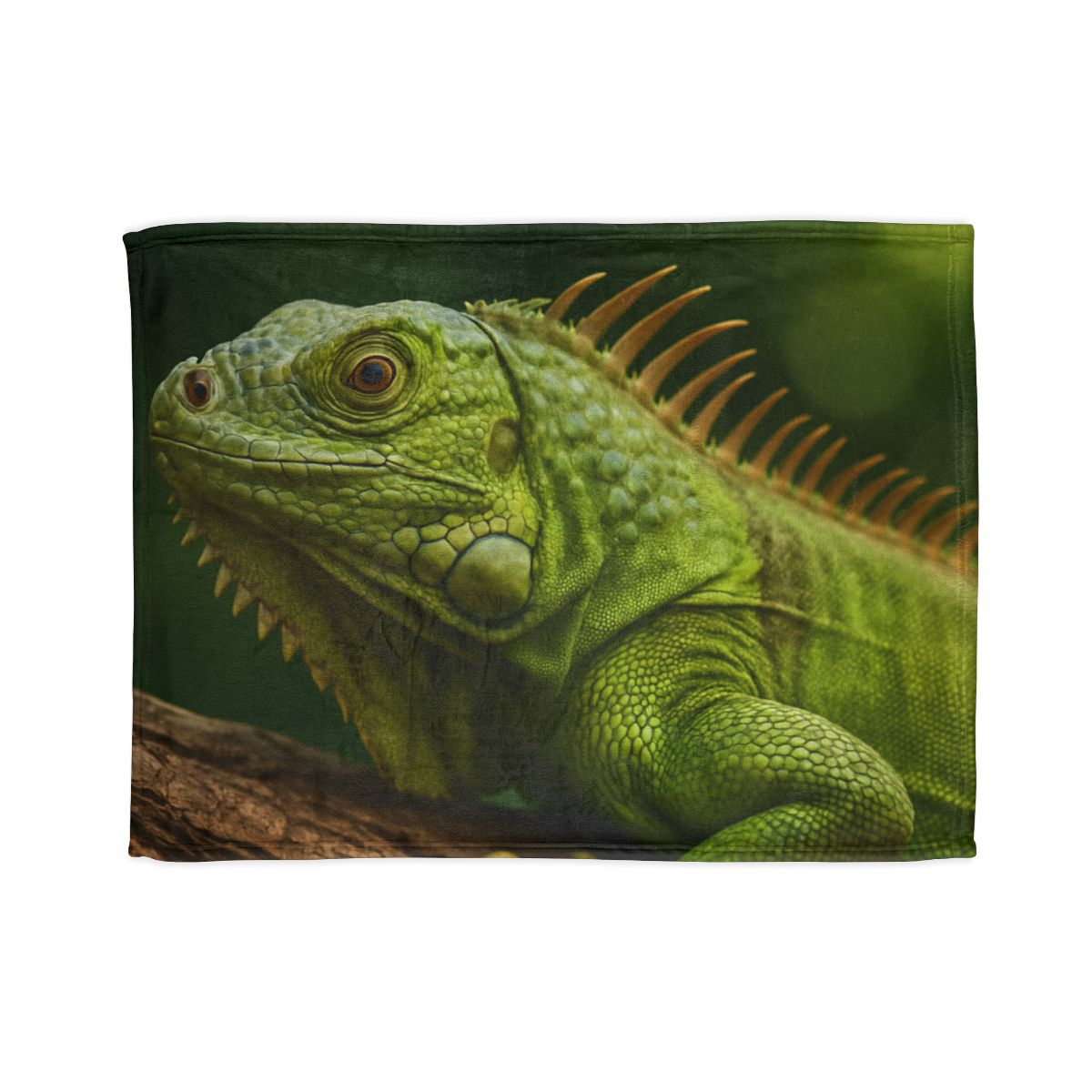 Verdant Gaze Green Iguana soft fleece blankets