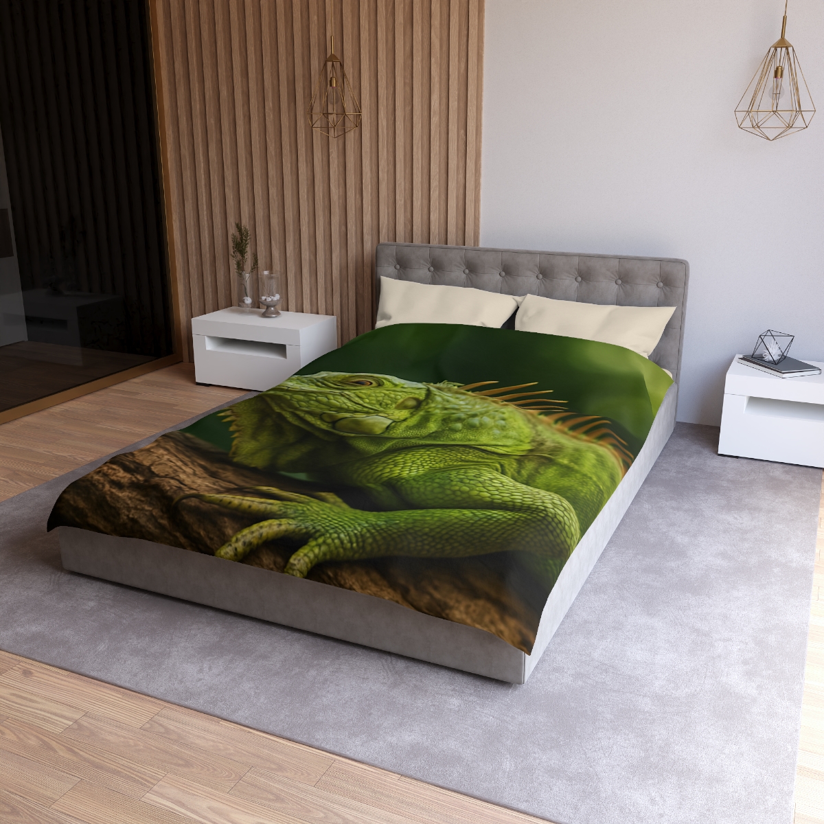 Verdant Gaze Green Iguana personalized bedding duvets