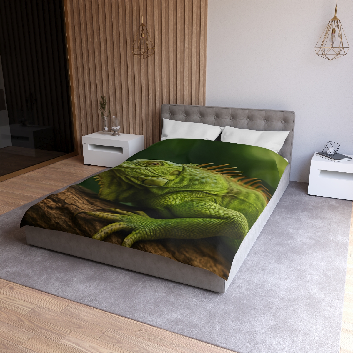 Verdant Gaze Green Iguana personalized bedding duvets