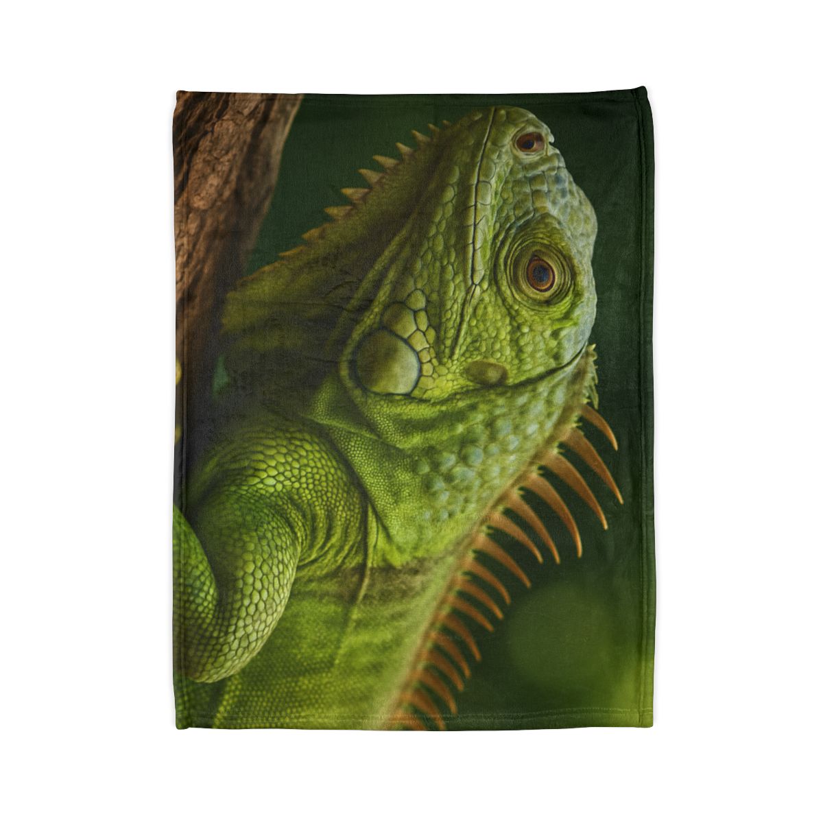 Verdant Gaze Green Iguana soft fleece blankets