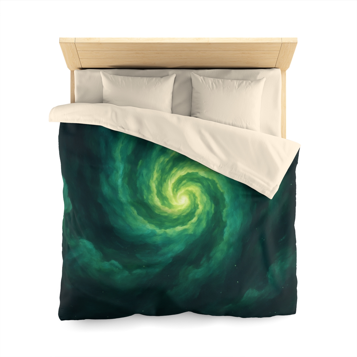 Verdant Nebula Swirl designer printed duvets