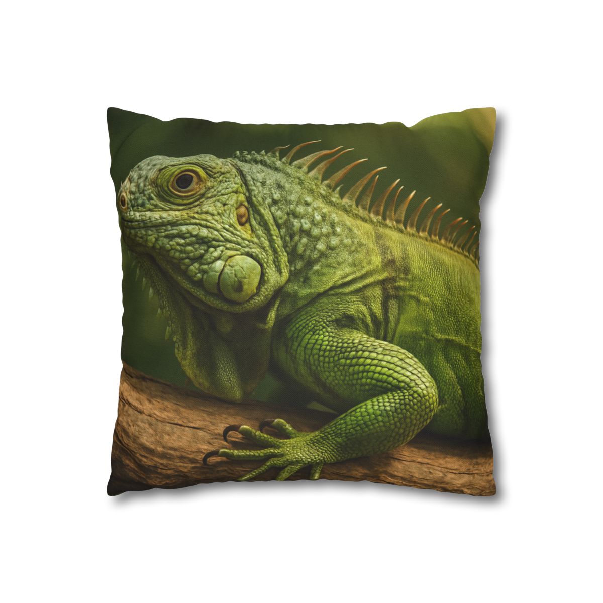 Verdant Stillness Green Iguana designer print pillow cases