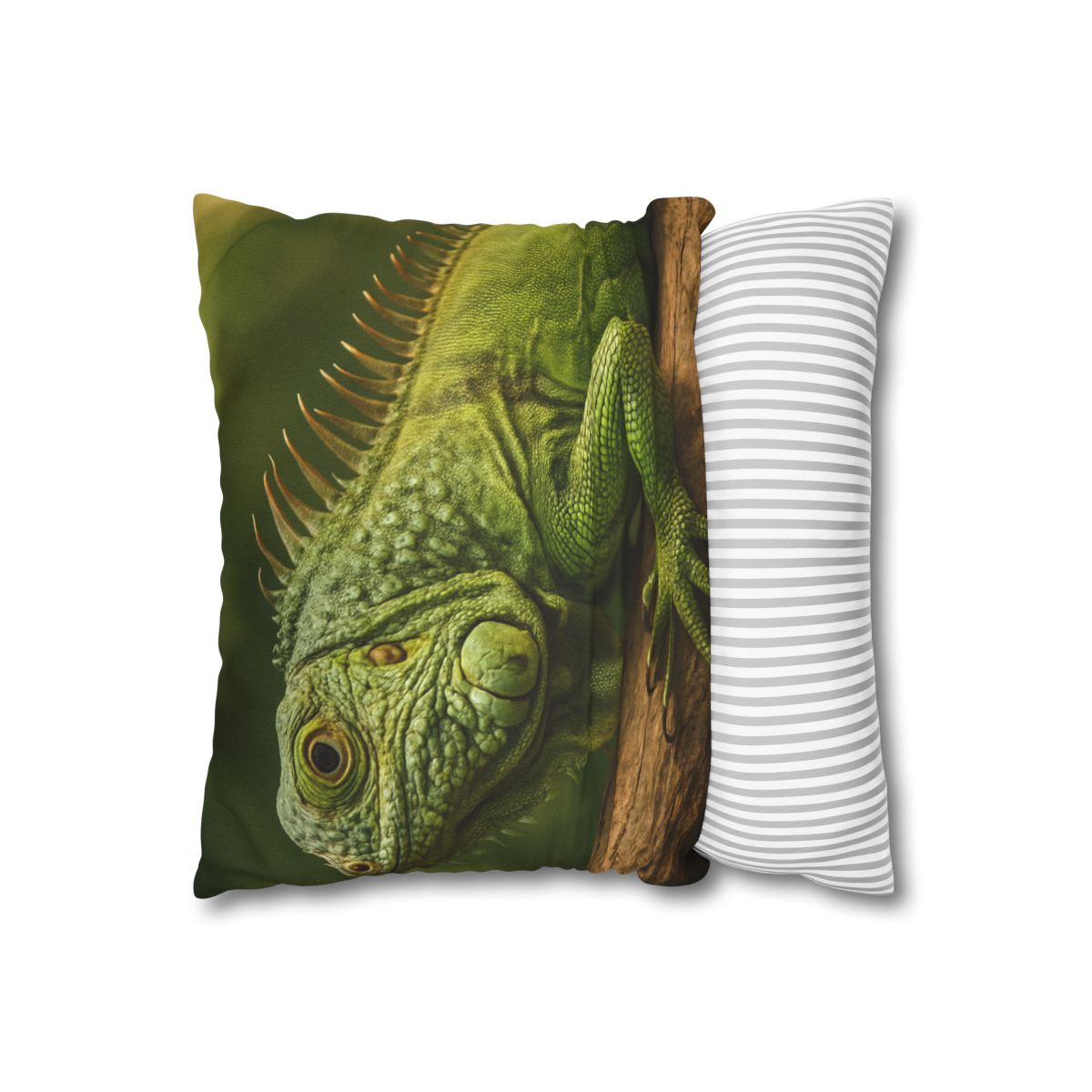 Verdant Stillness Green Iguana designer print pillow cases