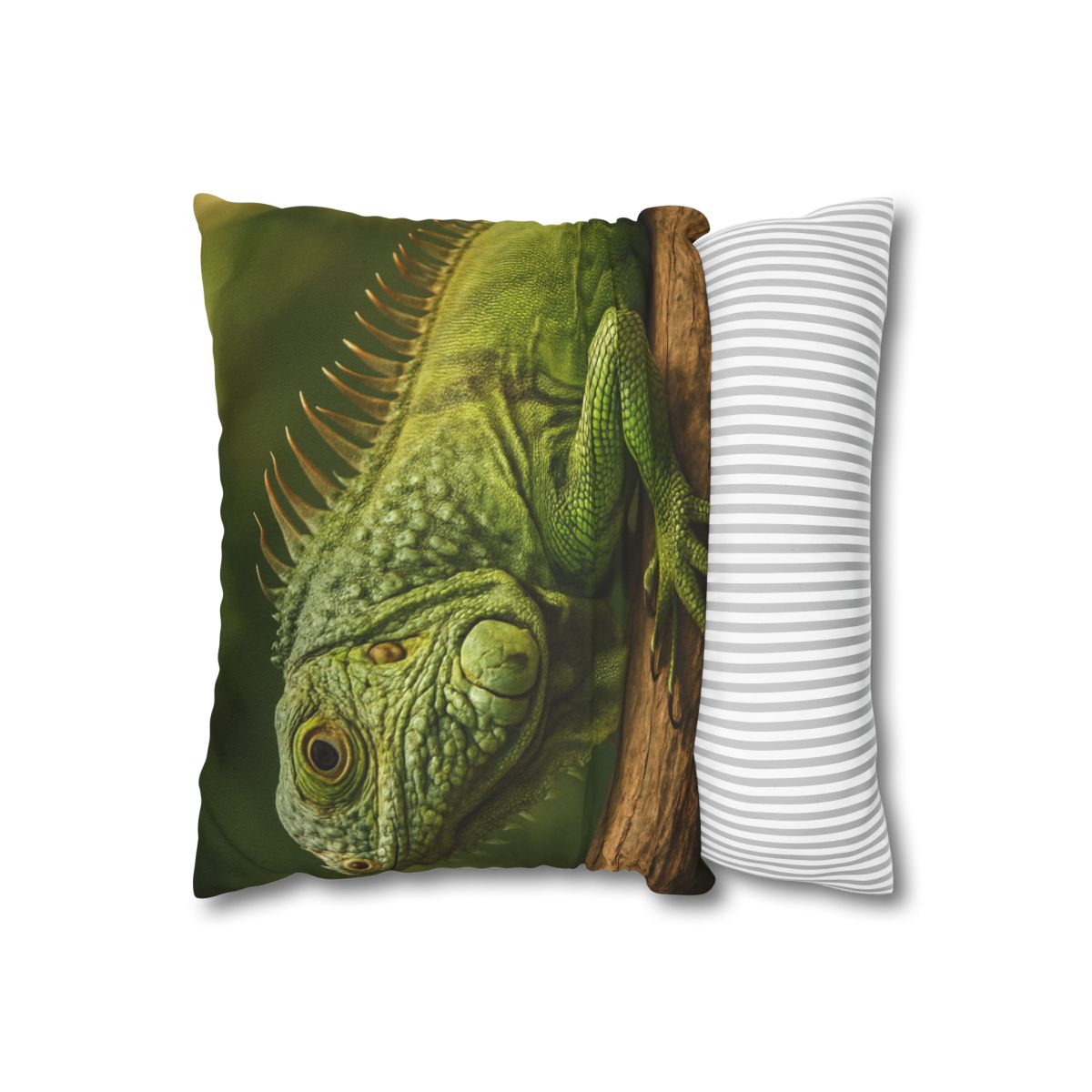 Verdant Stillness Green Iguana designer print pillow cases