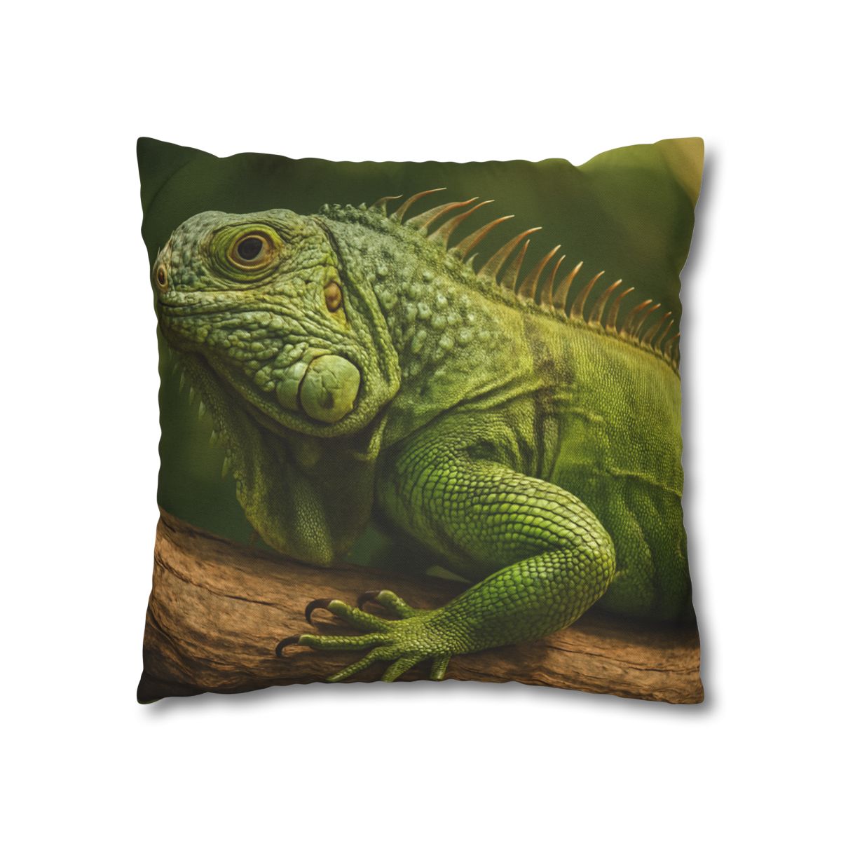 Verdant Stillness Green Iguana designer print pillow cases