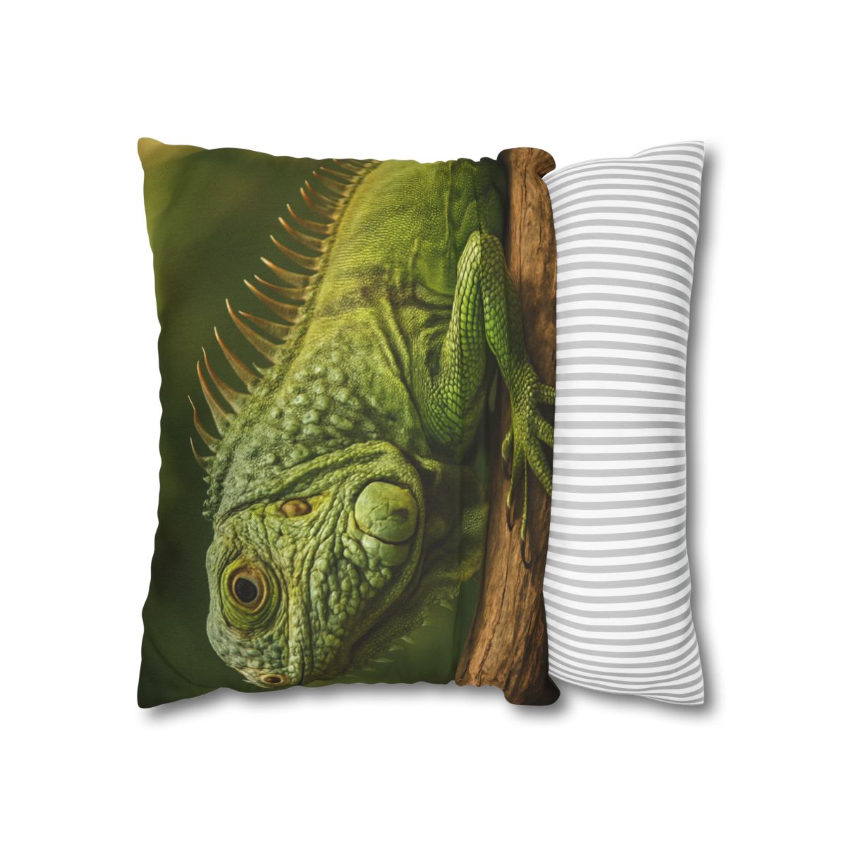 Verdant Stillness Green Iguana designer print pillow cases