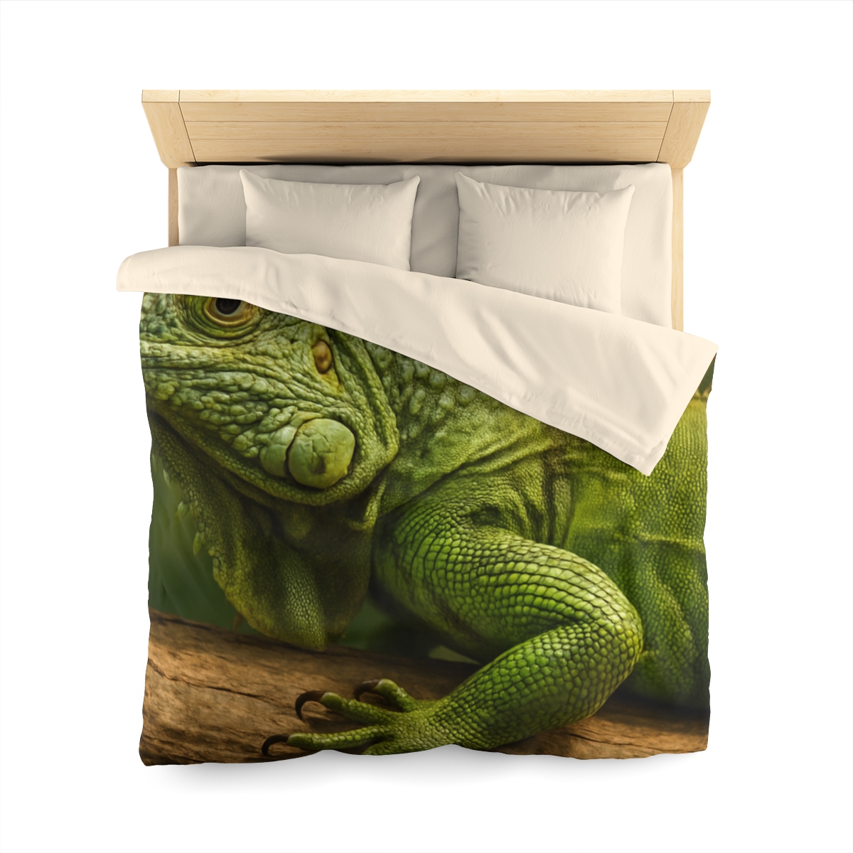 Verdant Stillness Green Iguana personalized bedding duvets