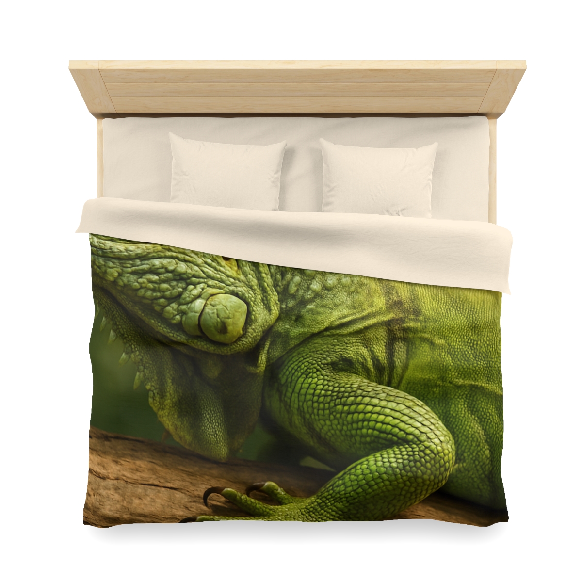 Verdant Stillness Green Iguana personalized bedding duvets