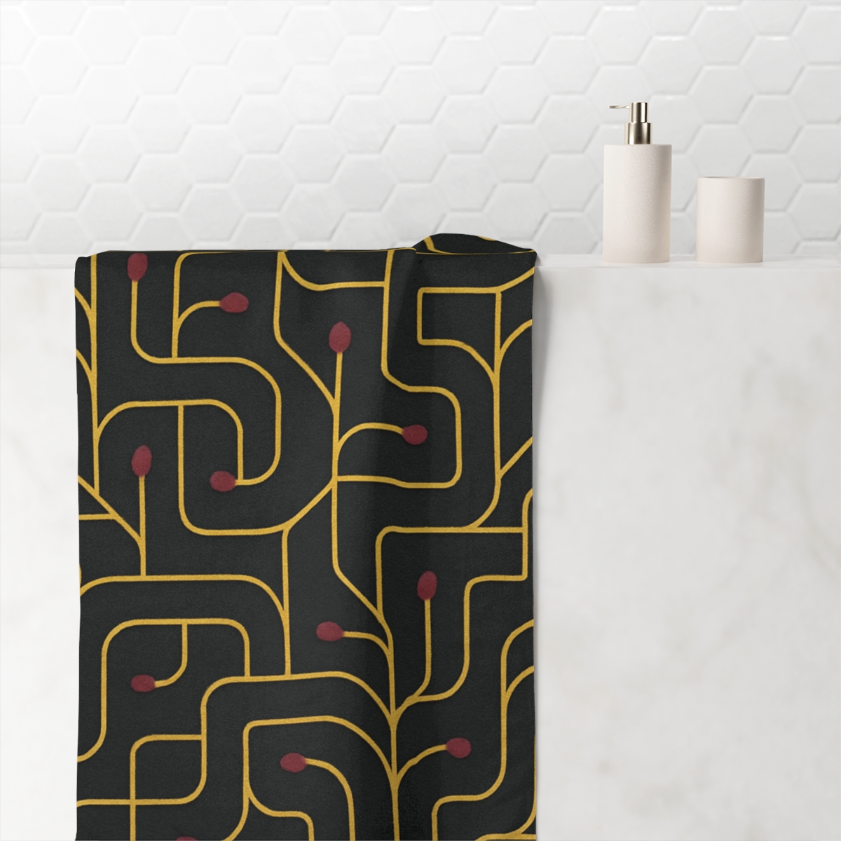 Vine Circuit Arabesque personalized bath towels