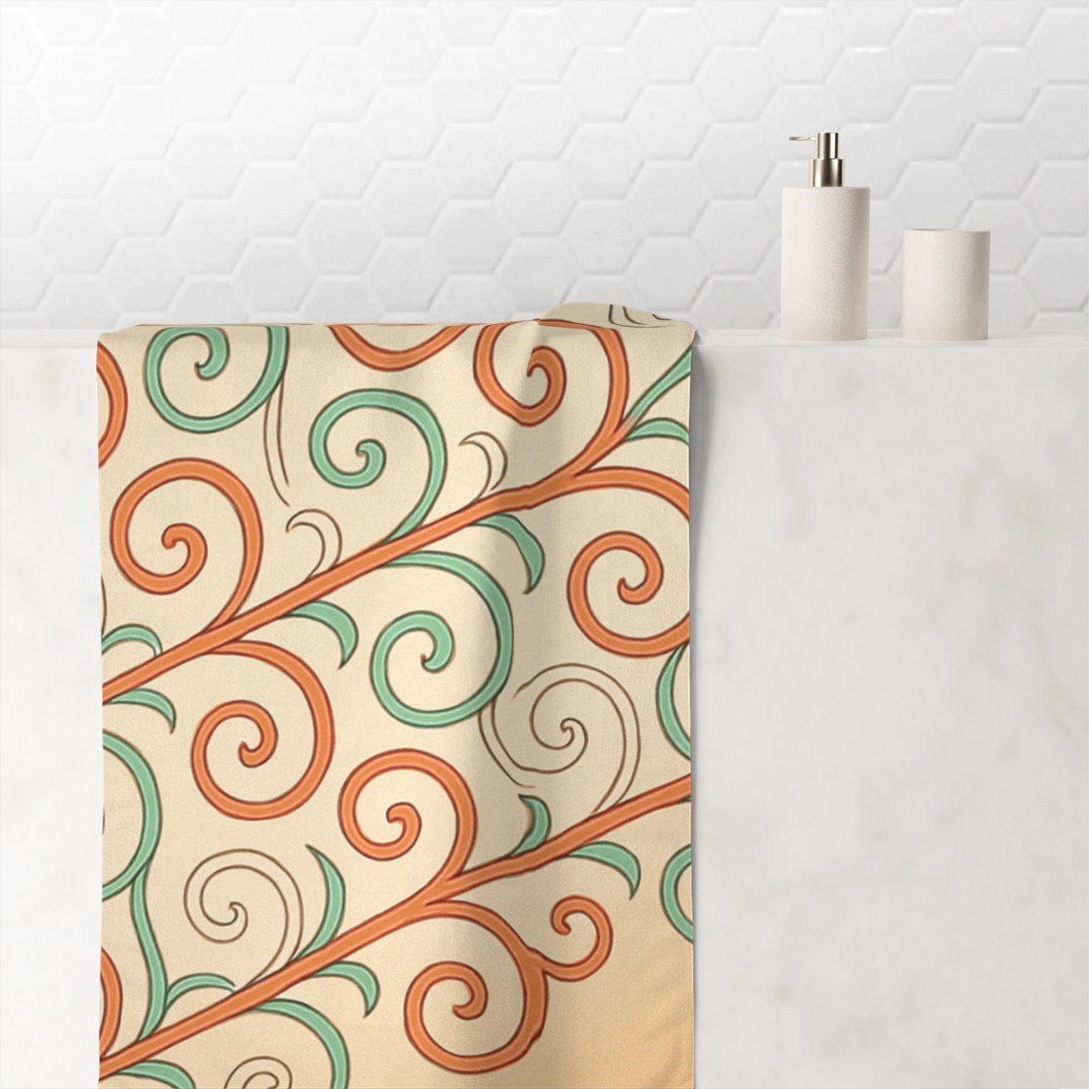 Vine Curl Lattice Dance personalized bath towels