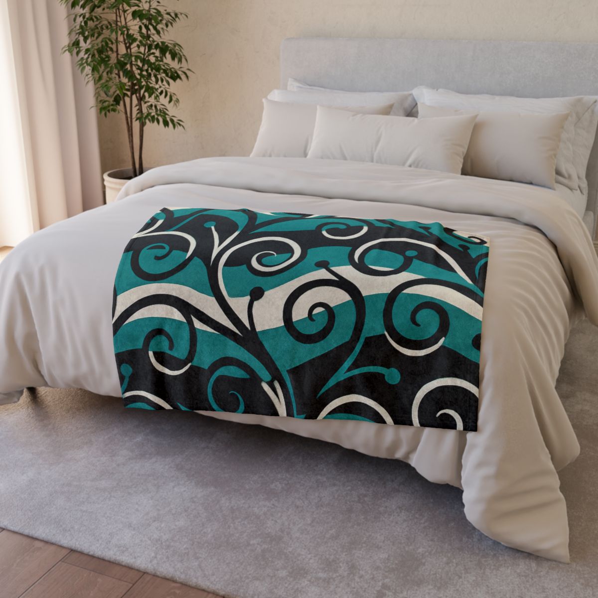 Vine Curl Wave Interference stylish throw blankets
