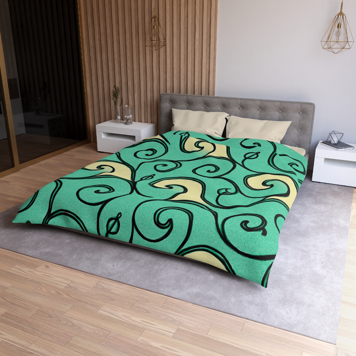 Vine Curl Wave Matrix designer printed duvets