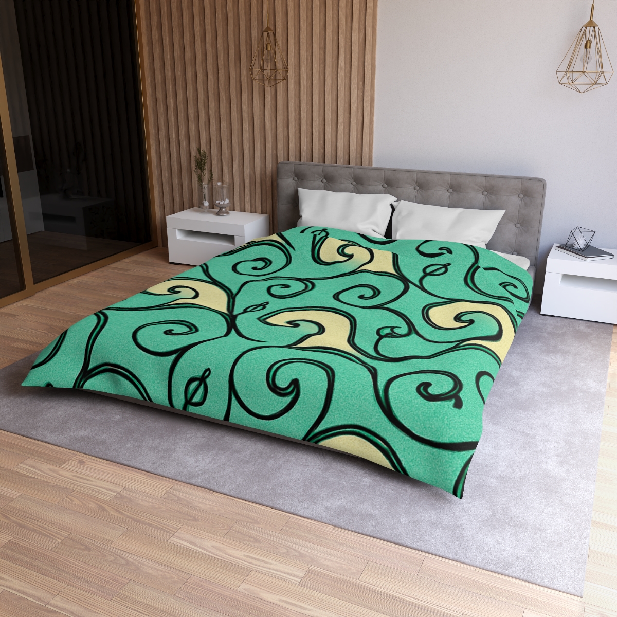 Vine Curl Wave Matrix designer printed duvets