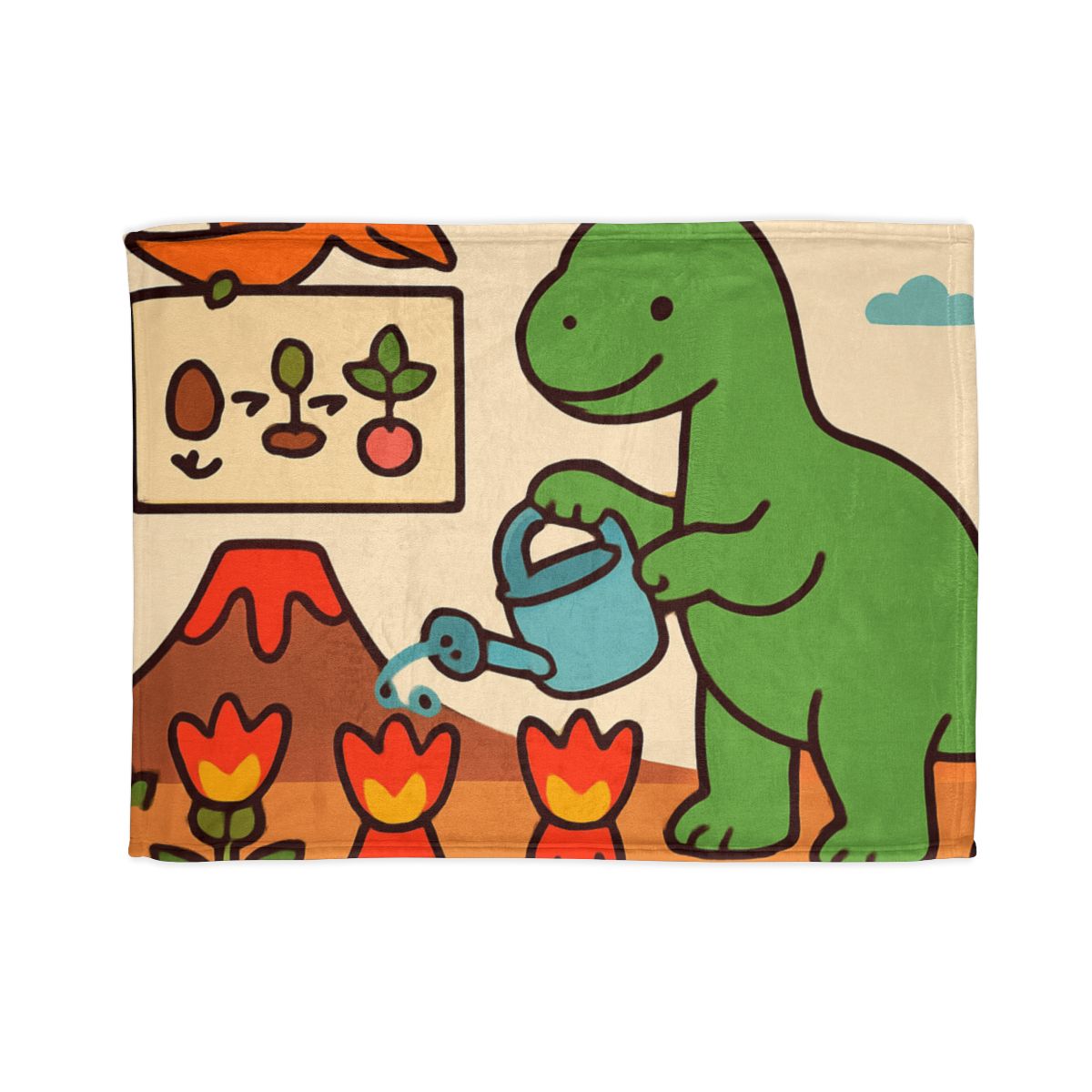 Volcano Garden Of Friendly Dinosaurs soft fleece blankets