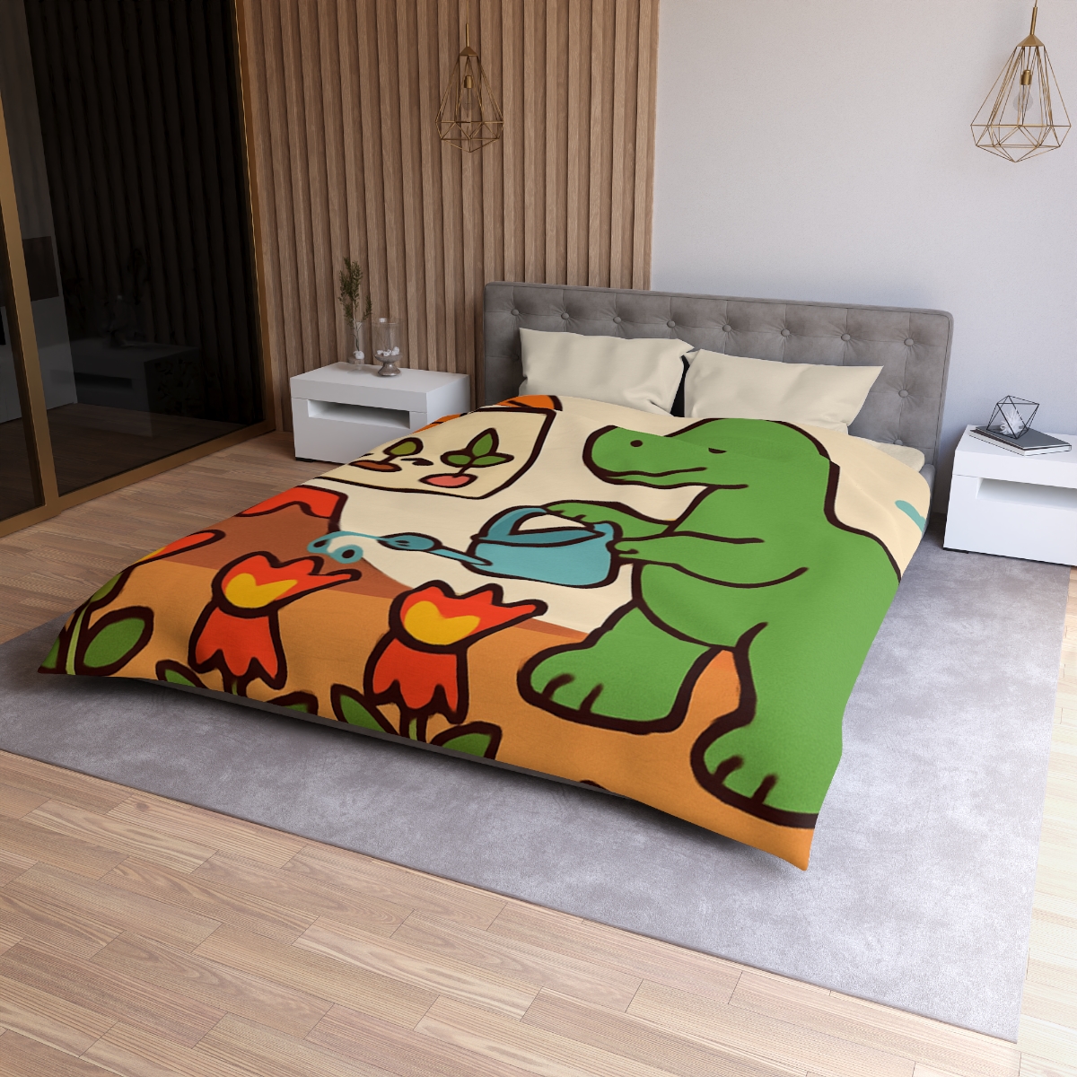 Volcano Garden Of Friendly Dinosaurs personalized bedding duvets
