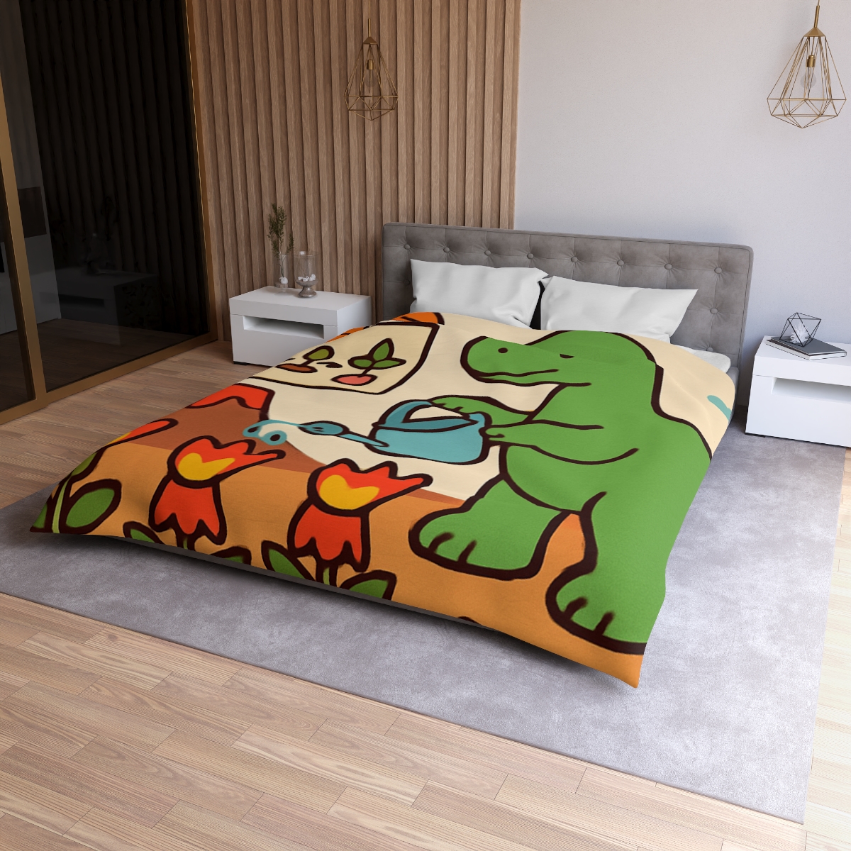Volcano Garden Of Friendly Dinosaurs personalized bedding duvets