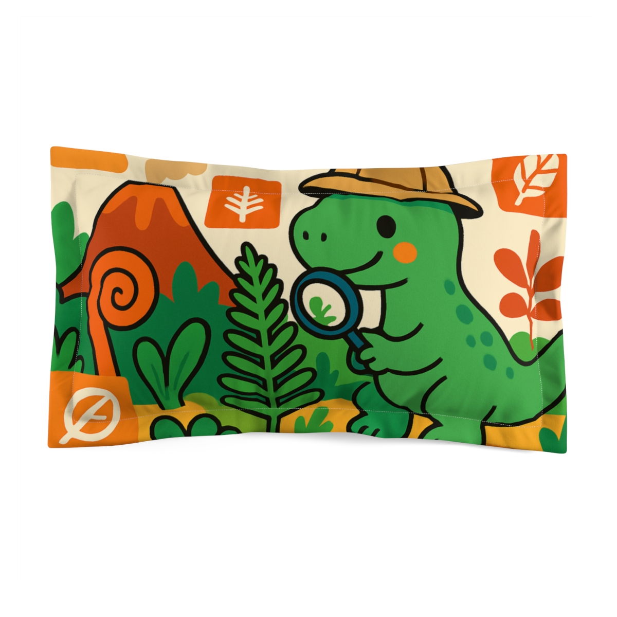 Volcano Garden With Dino Botanist designer printed pillows