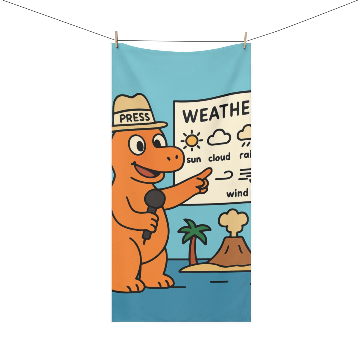 Volcano Island Dino Weather Report stylish beach towels