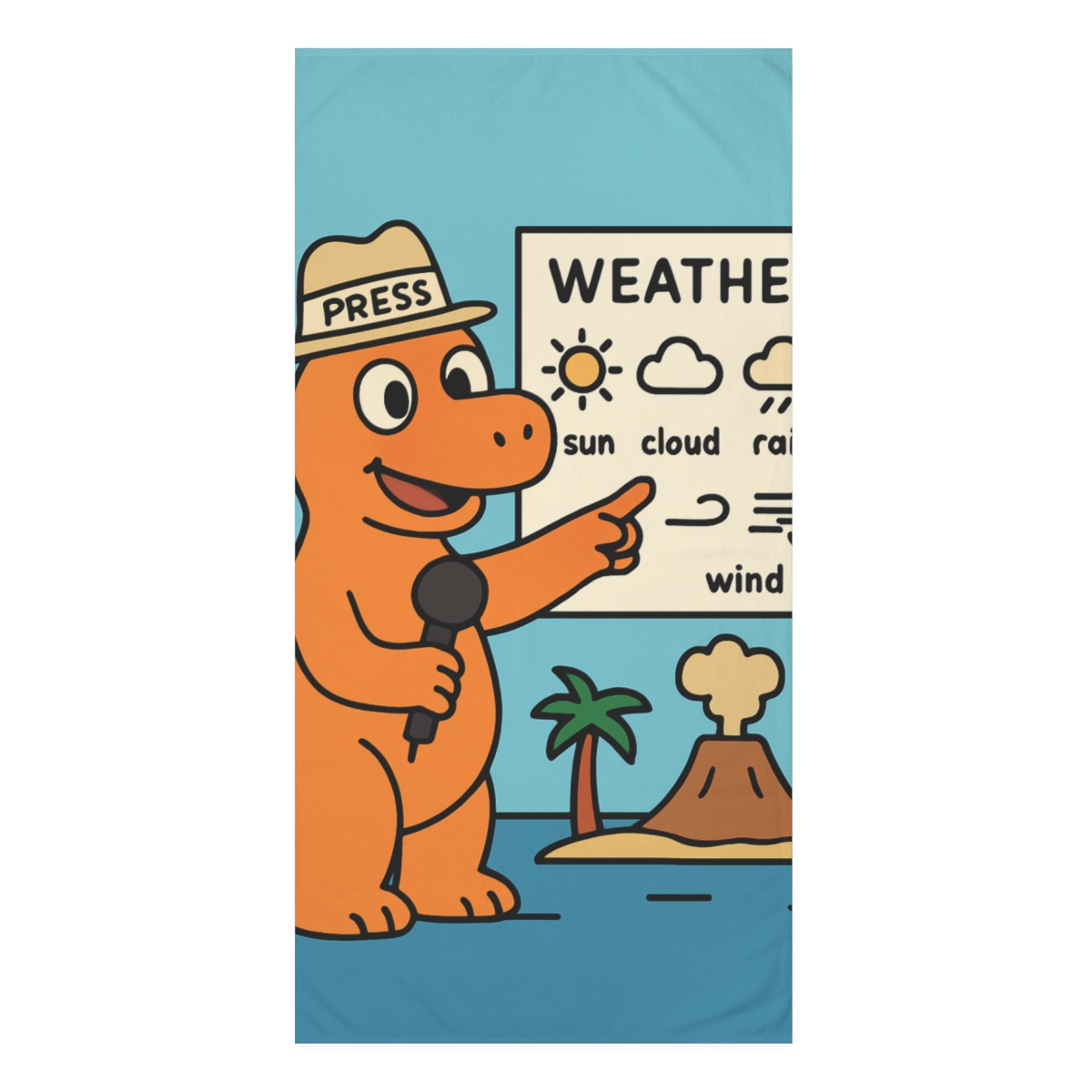 Volcano Island Dino Weather Report stylish beach towels