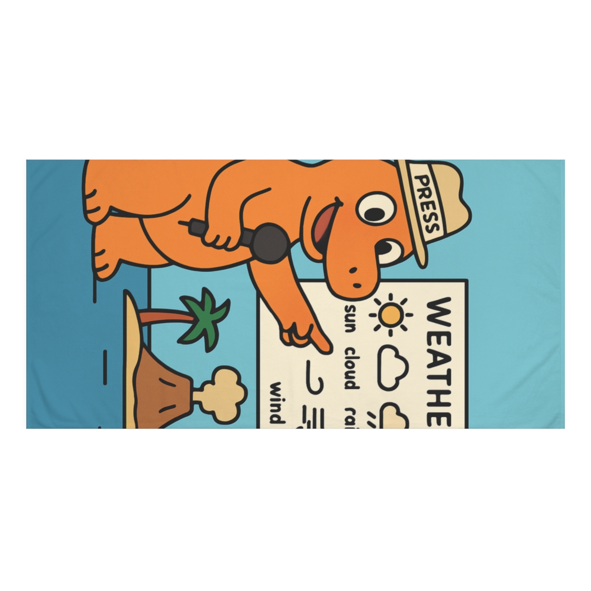 Volcano Island Dino Weather Report stylish beach towels