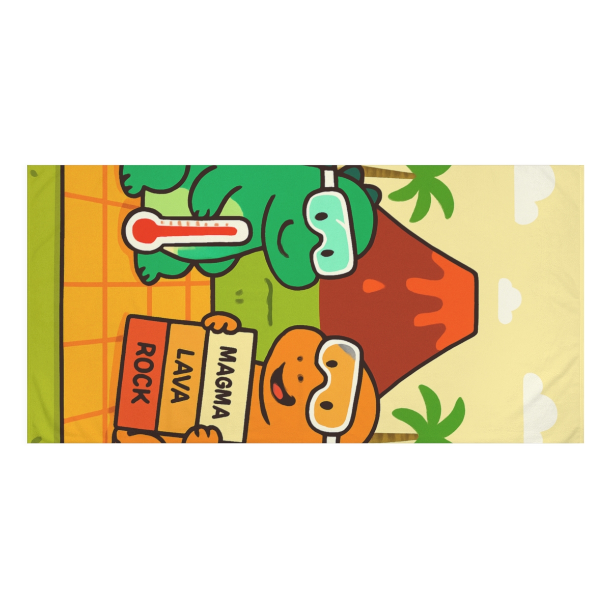 Volcano Picnic Dino Scientists trendy hand towels