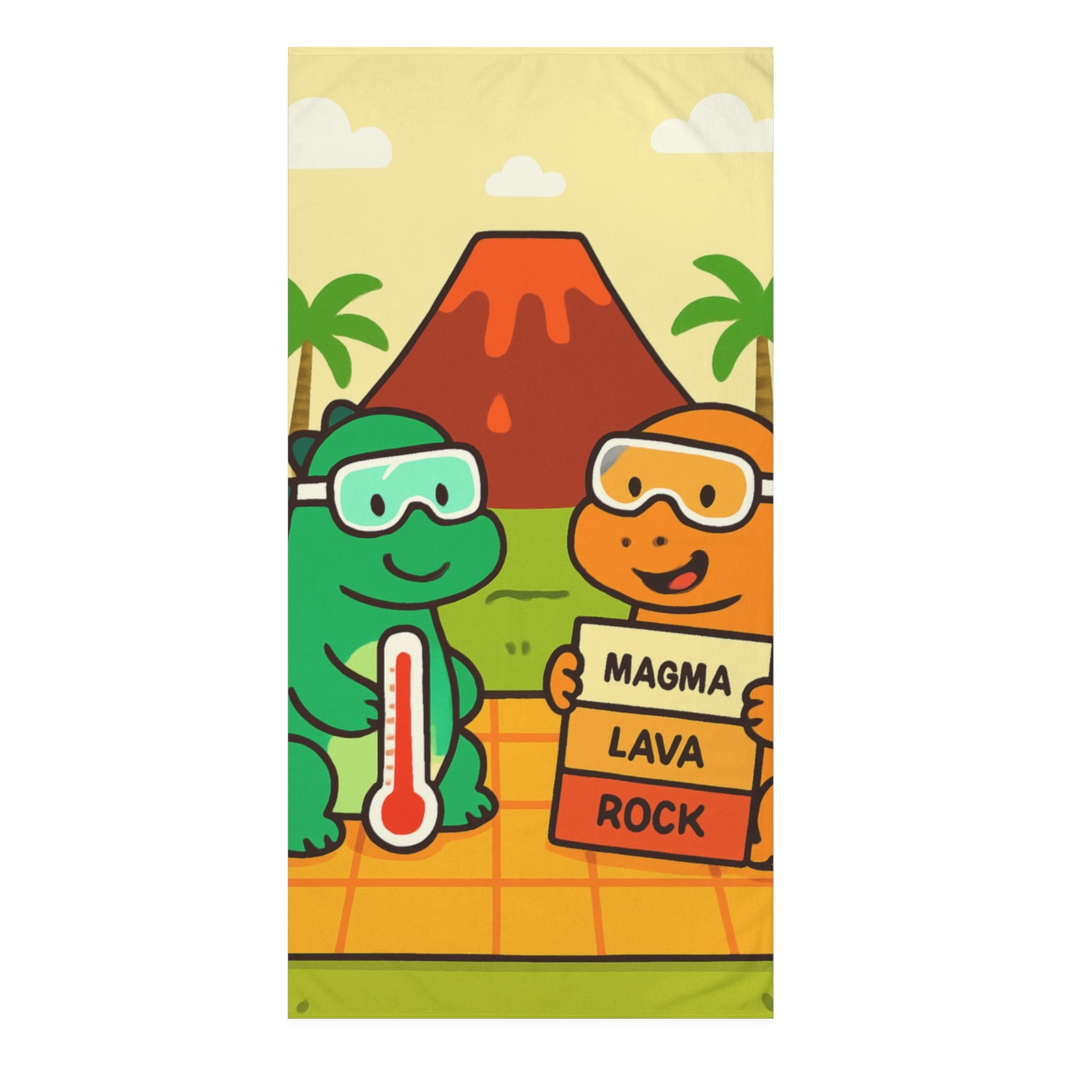 Volcano Picnic Dino Scientists trendy hand towels