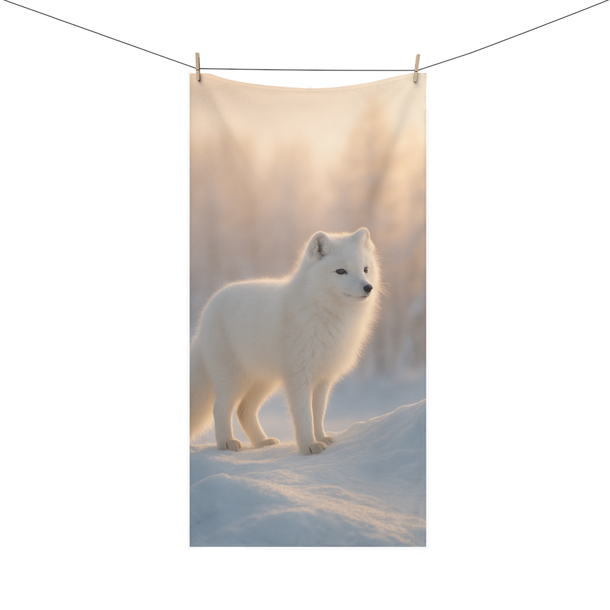 Whispering Guardian Arctic Fox personalized bath towels