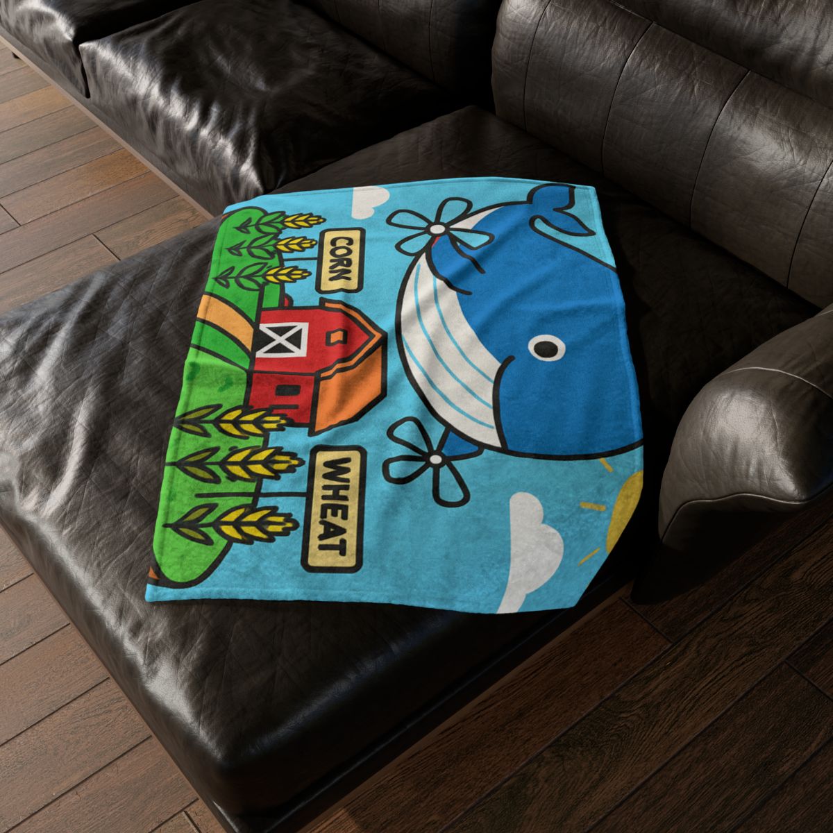 Windmill Whale Above The Floating Farm decorative home blankets
