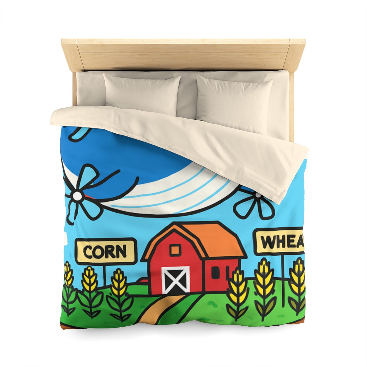 Windmill Whale Above The Floating Farm designer printed duvets