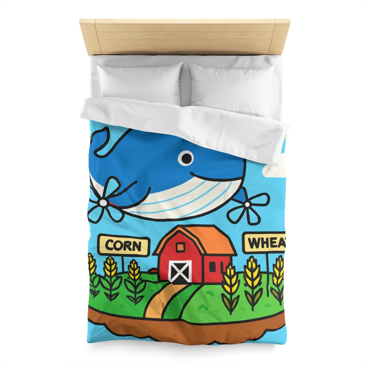 Windmill Whale Above The Floating Farm designer printed duvets
