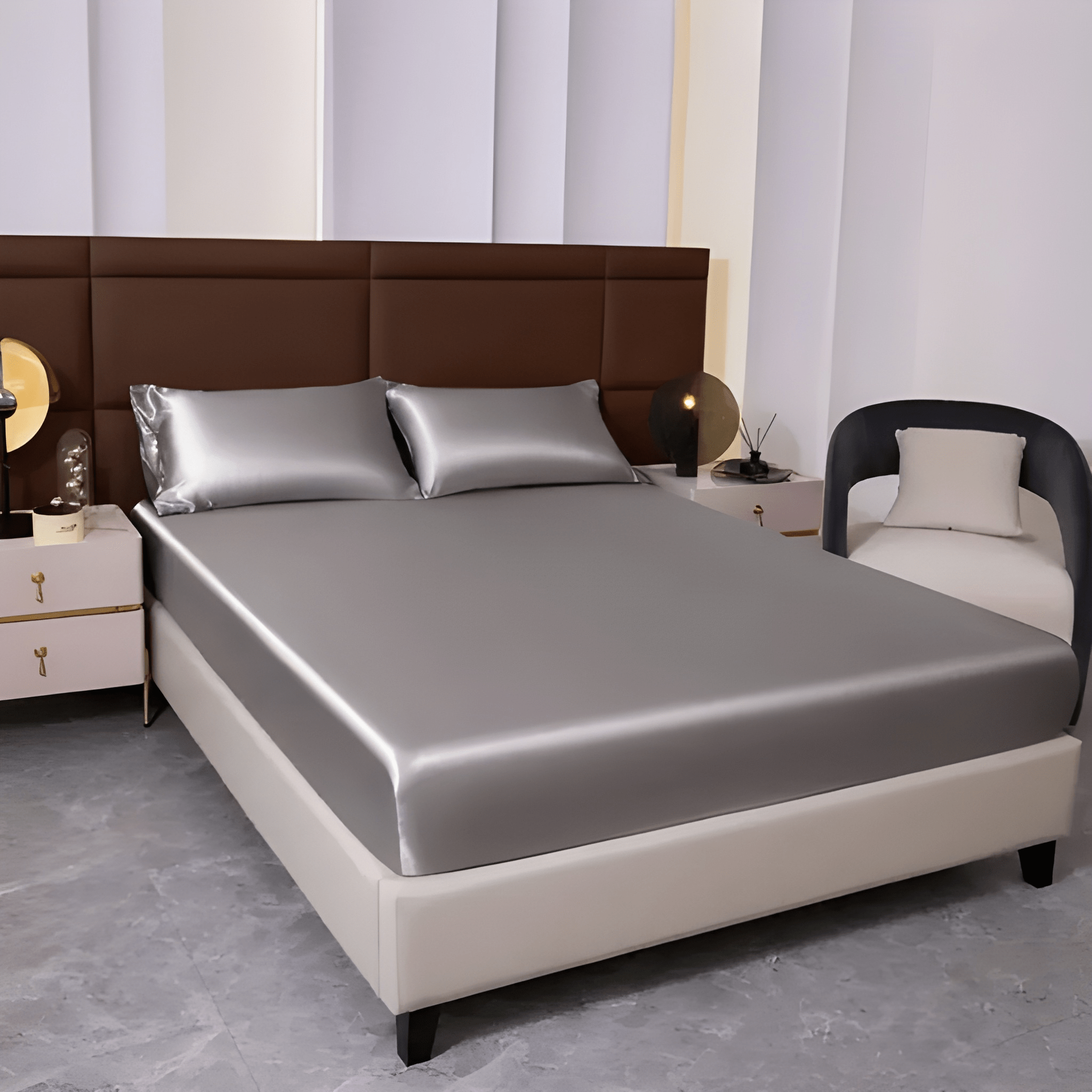 3 Piece Solid Color Smooth Fitted Bedding Sheet Set