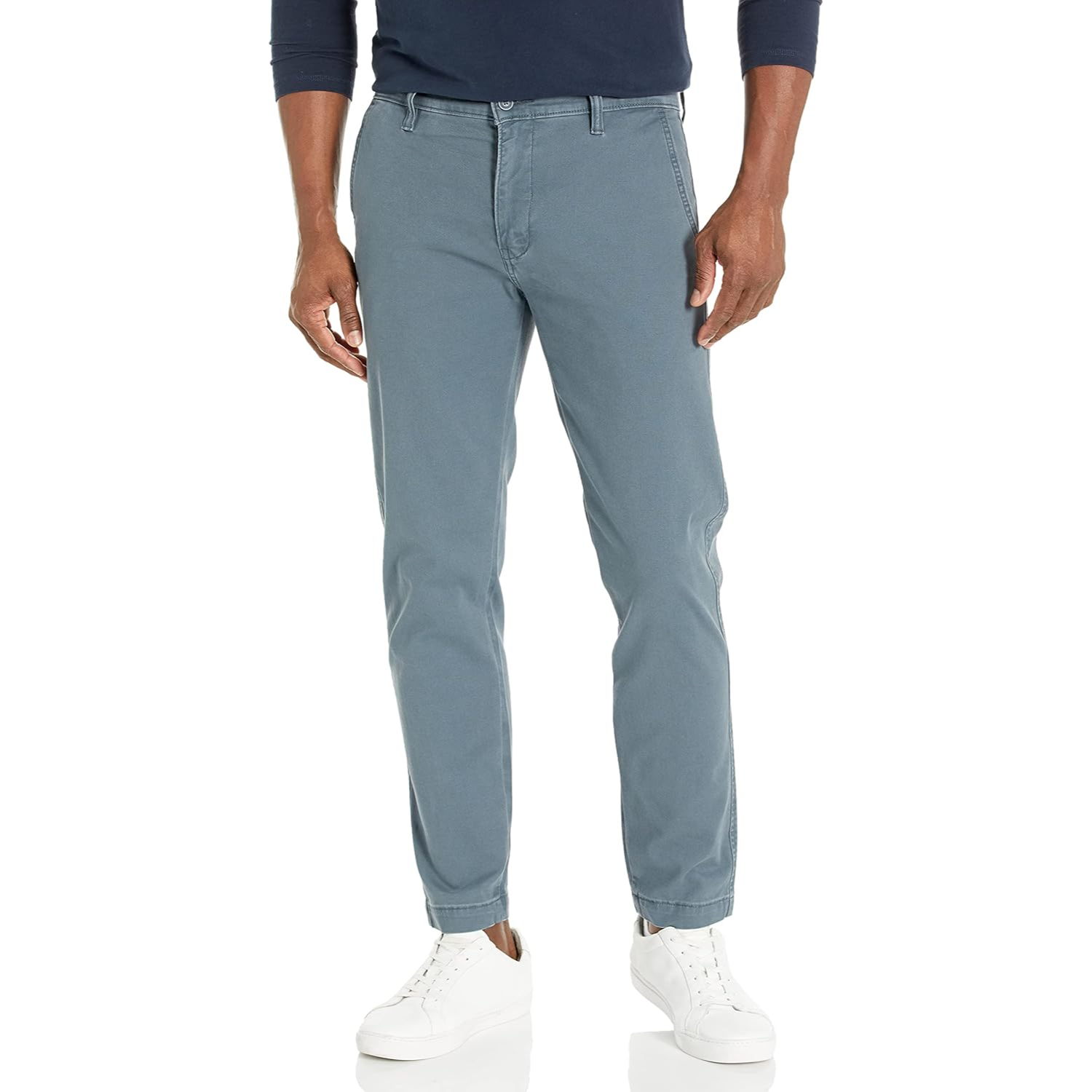 Tapered Chino Pants With Stretch Comfort And Casual Style For Men – waistband detail