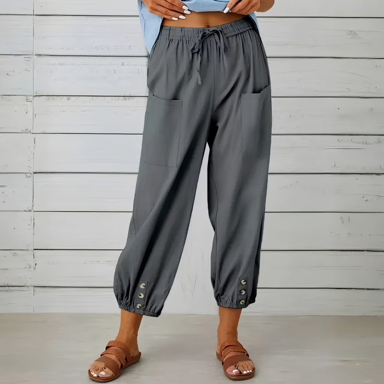 Casual Loose Drawstring Capri Pants For Women