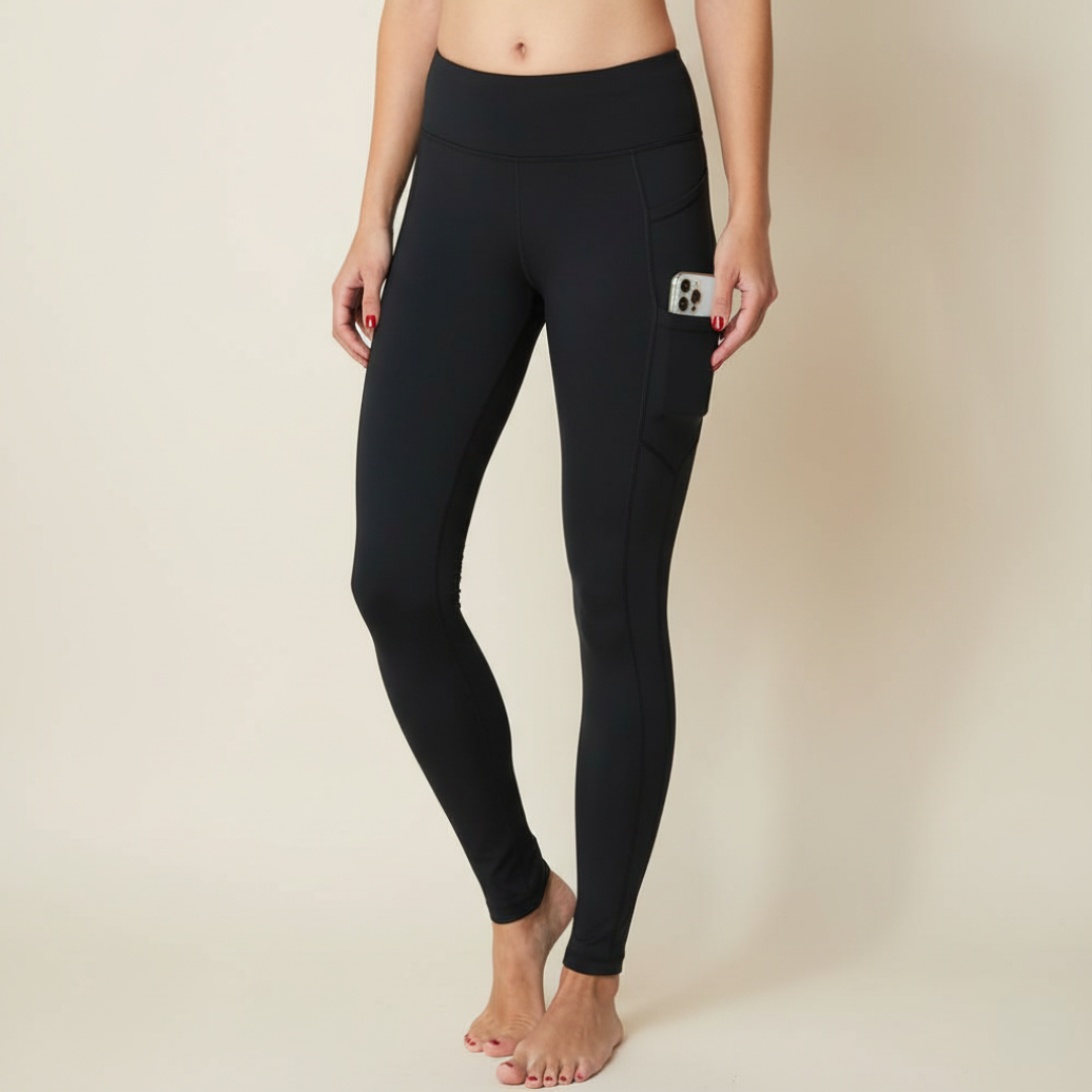 Women's Warm Fleece Lined Yoga Pants With Pockets For Winter – waistband detail
