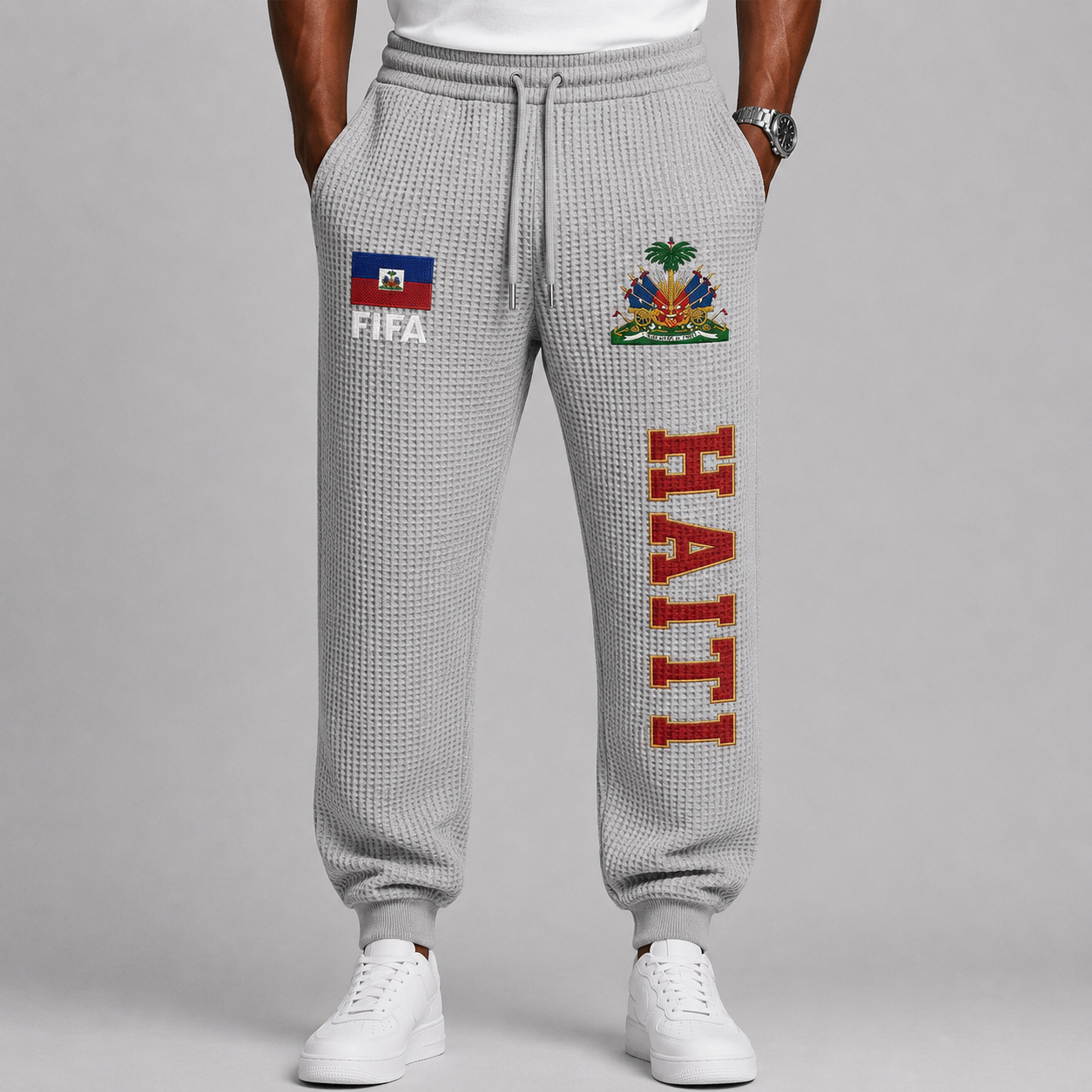 FIFA 2026 Haiti Printed Waffle Football Fan Pants
